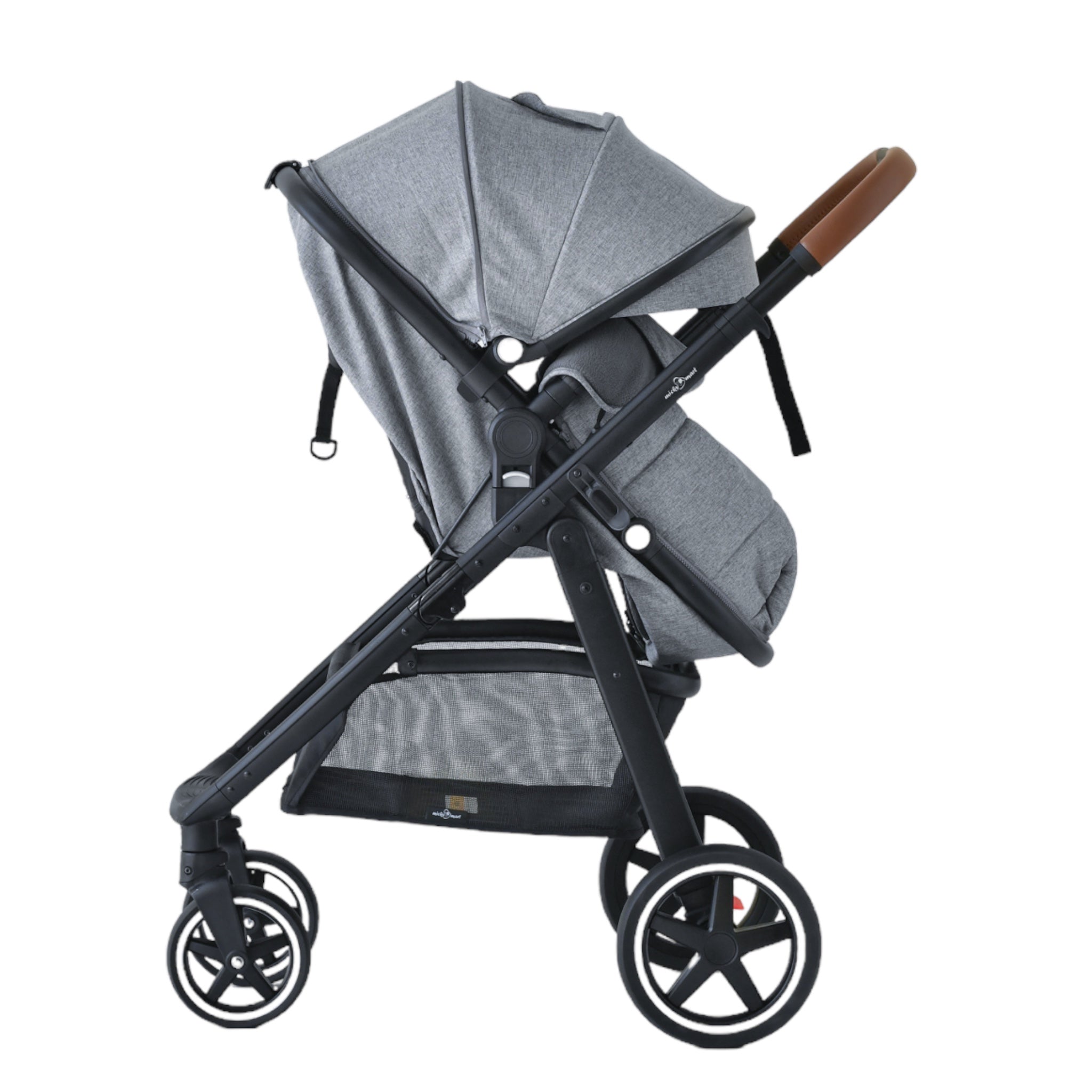 Grey leather pram best sale